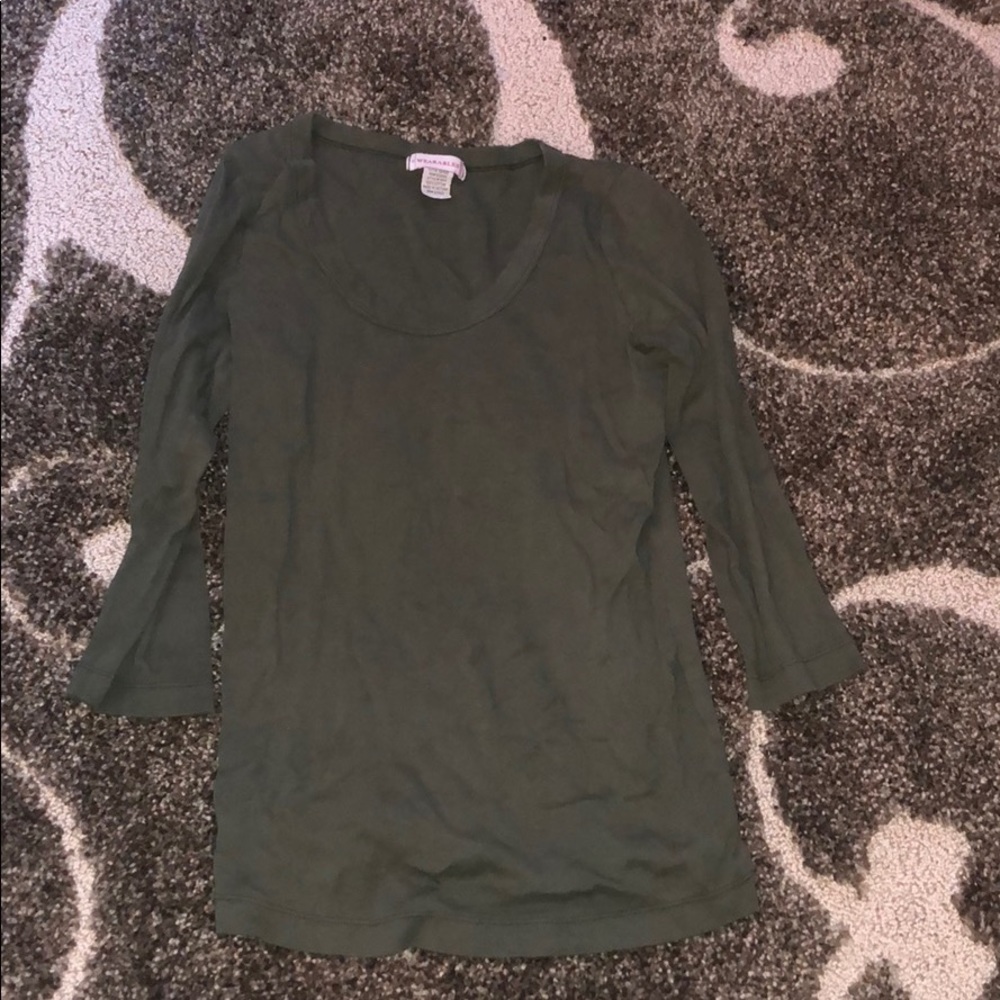 Boat neck green shirt